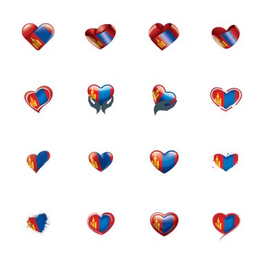 Moğolistan bayrağı, beyaz bir arka plan üzerinde vektör çizim