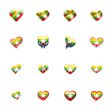 Myanmar bayrağı, beyaz bir arka plan üzerinde vektör çizim