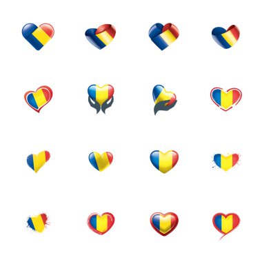 Beyaz arka planda Romanya bayrağı ve vektör illüstrasyonu