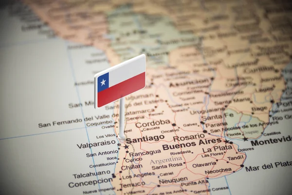 Chili gemarkeerd met een vlag op de kaart — Stockfoto