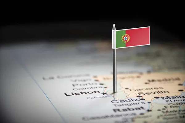 Portugal Marcado Com Uma Bandeira Mapa — Fotografia de Stock