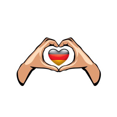 Almanya bayrağı ve el Beyaz arka plan üzerinde. Vektör çizim