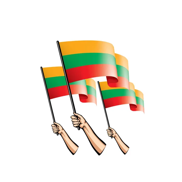 Litvanya bayrağı ve el Beyaz arka plan üzerinde. Vektör çizim — Stok Vektör