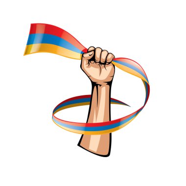 Ermenistan bayrağı ve el Beyaz arka plan üzerinde. Vektör çizim