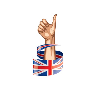 İngiltere bayrak ve el Beyaz arka plan üzerinde. Vektör çizim