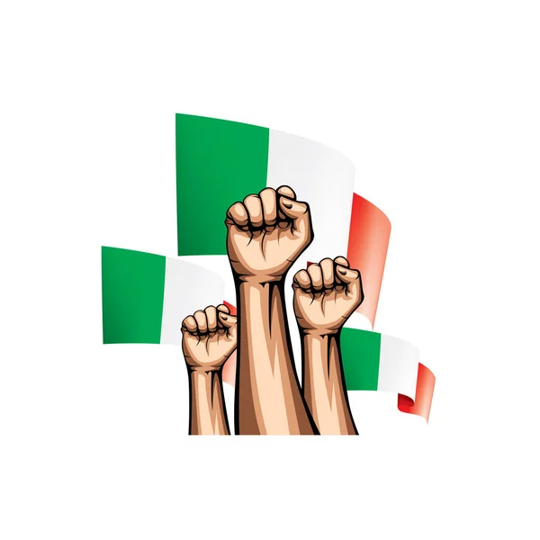 Прапор Італії і руку на білому тлі. Векторні ілюстрації — стоковий вектор