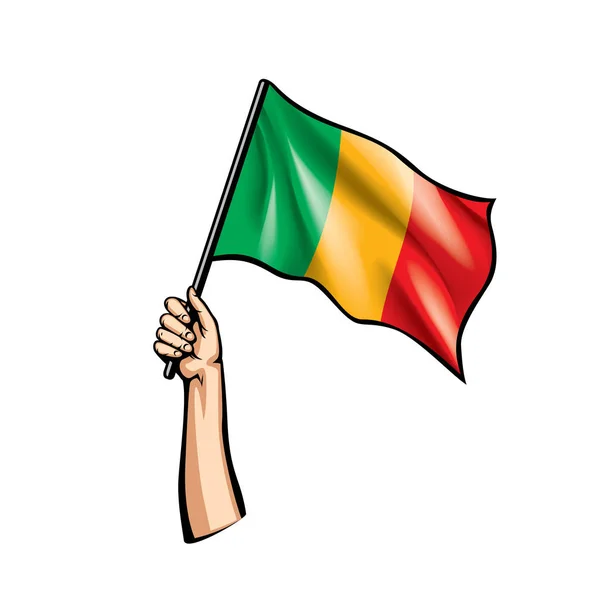 Флаг Мали и рука на белом фоне. Векторная иллюстрация — стоковый вектор