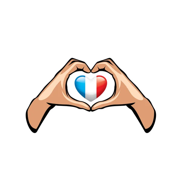 Vlajka Francie a ruku na bílém pozadí. Vektorové ilustrace — Stockový vektor