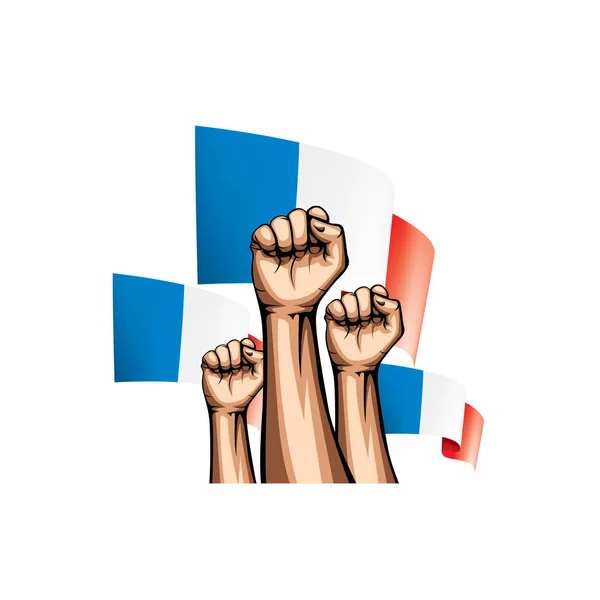 France flag and hand on white background. Vector illustration — Stock Vector