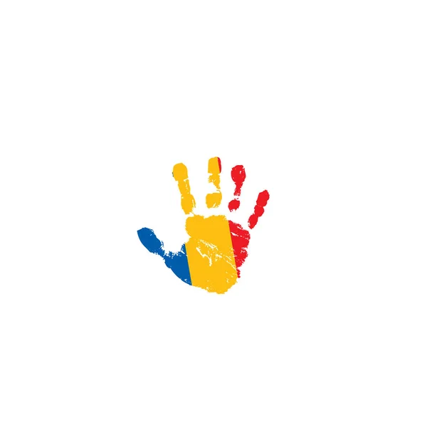 Bandera Chad y mano sobre fondo blanco. Ilustración vectorial — Archivo Imágenes Vectoriales