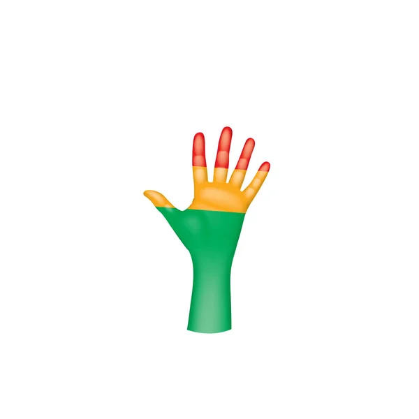 Σημαία της Βολιβίας και το χέρι σε άσπρο φόντο. Εικονογράφηση διάνυσμα — Διανυσματικό Αρχείο