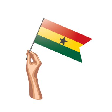 Gana bayrak ve el Beyaz arka plan üzerinde. Vektör çizim