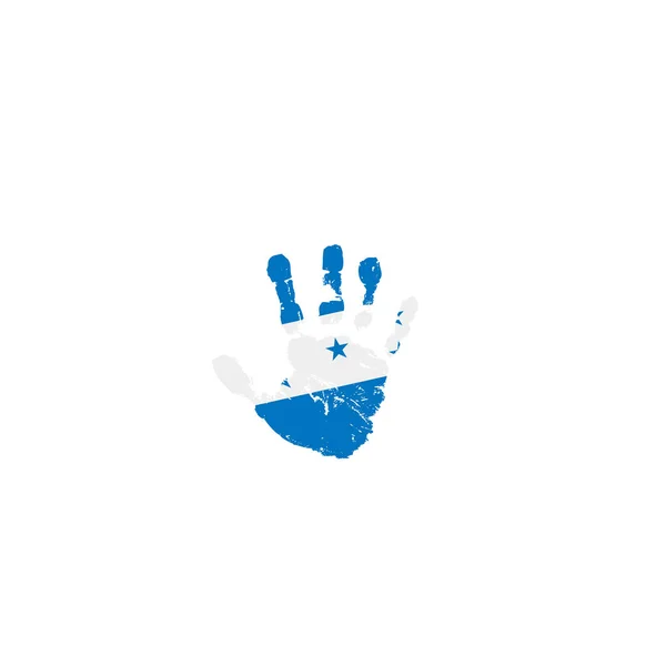 Honduras Flagge und Hand auf weißem Hintergrund. Vektorillustration — Stockvektor