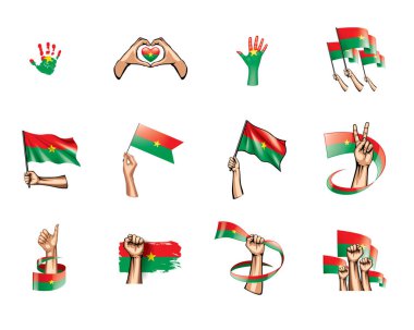 Burkina Faso bayrak ve el Beyaz arka plan üzerinde. Vektör çizim