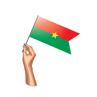 Burkina Faso bayrak ve el Beyaz arka plan üzerinde. Vektör çizim