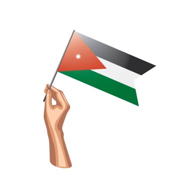 Jordan bayrak ve el Beyaz arka plan üzerinde. Vektör çizim