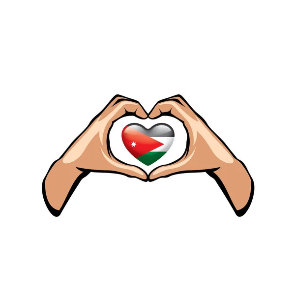 Jordánsko vlajky a ruku na bílém pozadí. Vektorové ilustrace — Stockový vektor