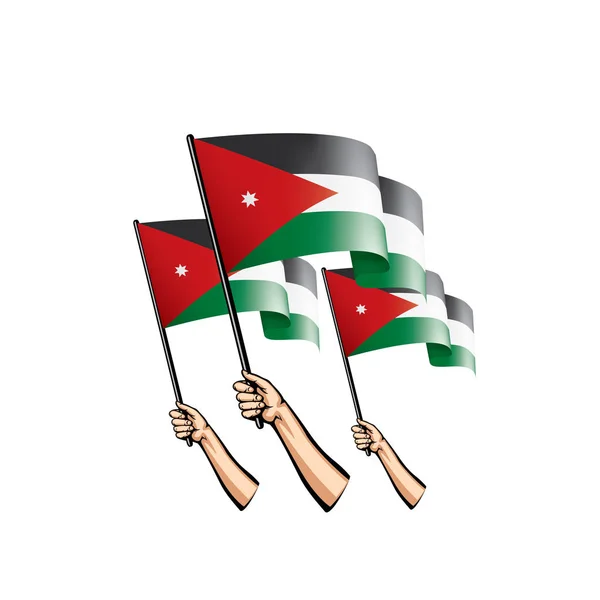 Vlag van Jordanië en hand op witte achtergrond. Vectorillustratie — Stockvector