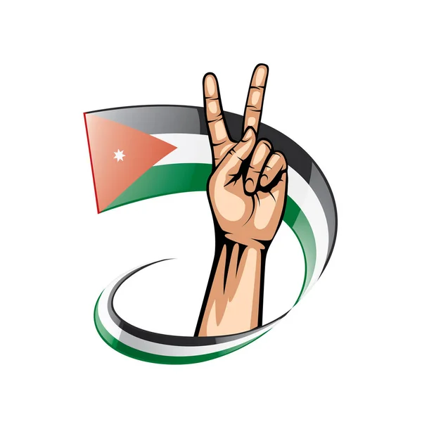 Флаг Иордании и рука на белом фоне. Векторная иллюстрация — стоковый вектор