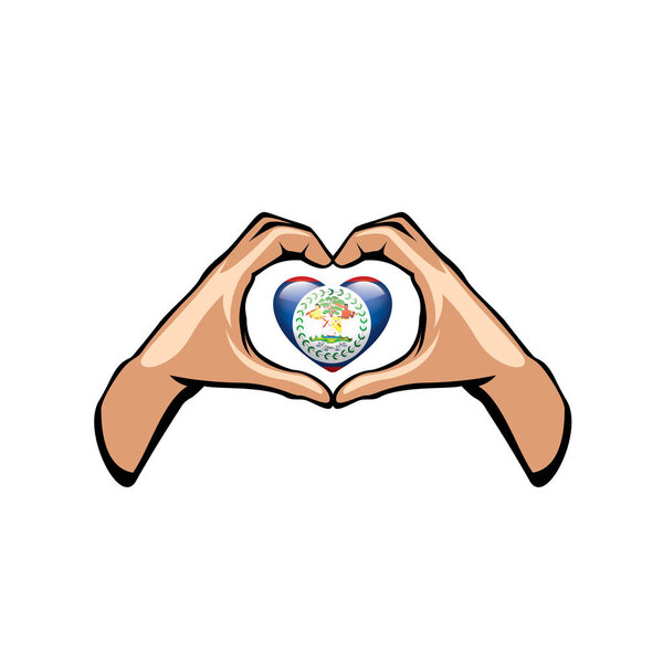 Белиз флаг и рука на белом фоне. Векторная иллюстрация
