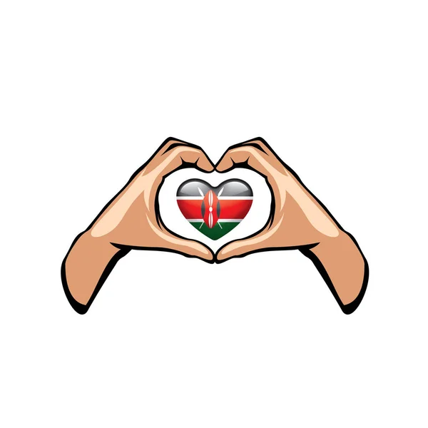 Флаг Кении и рука на белом фоне. Векторная иллюстрация — стоковый вектор
