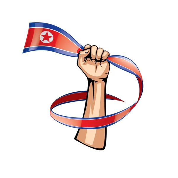 Прапор Північної Кореї і руку на білому тлі. Векторні ілюстрації — стоковий вектор