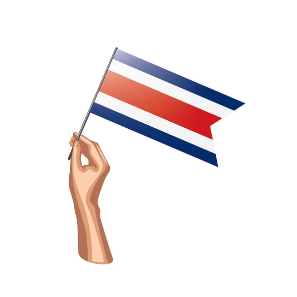 Costa Rica Flagge Und Hand Auf Weißem Hintergrund Vektorillustration — Stockvektor