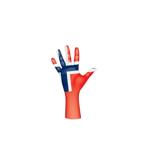 Vlag Van Noorwegen Hand Witte Achtergrond Vectorillustratie — Stockvector