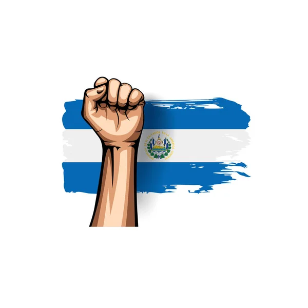 Salvador drapeau et main sur fond blanc. Illustration vectorielle — Image vectorielle
