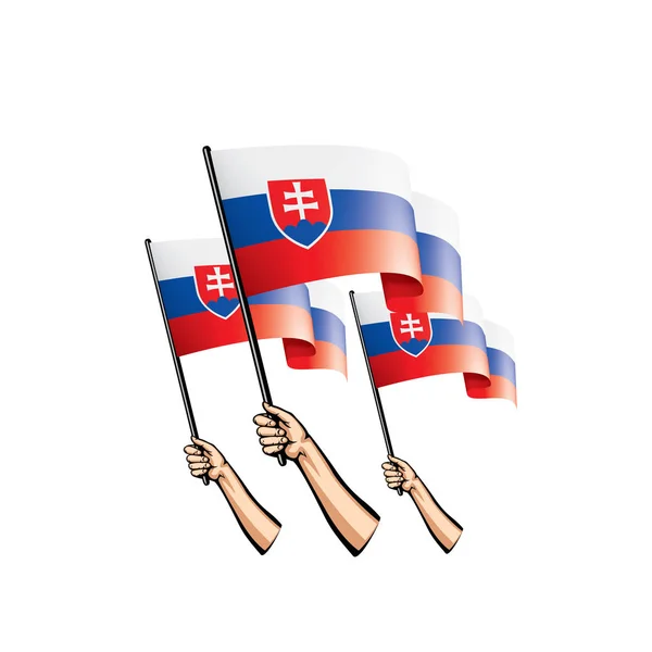 Slovakia flag and hand on white background. Vector illustration — Stock Vector