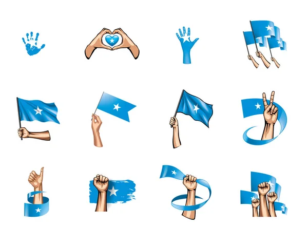 索马里国旗和手在白色背景。向量例证 — 图库矢量图片