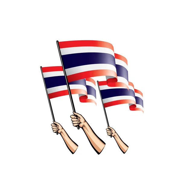 Thailändische Flagge und Hand auf weißem Hintergrund. Vektorillustration — Stockvektor