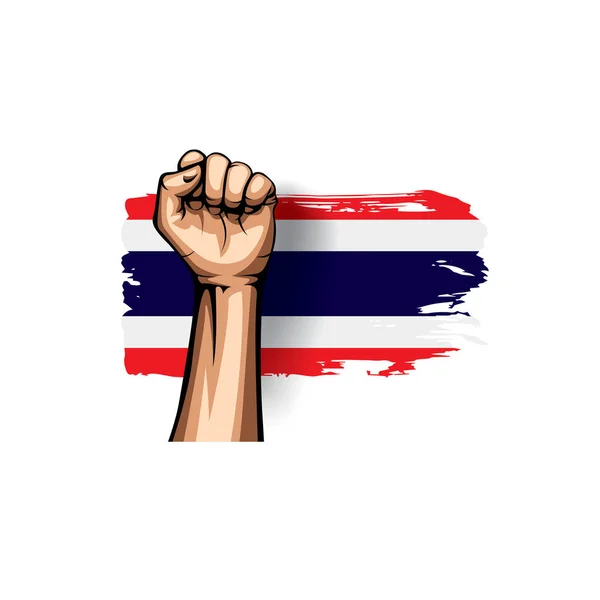 Thailand flag and hand on white background. Vector illustration — Stock Vector