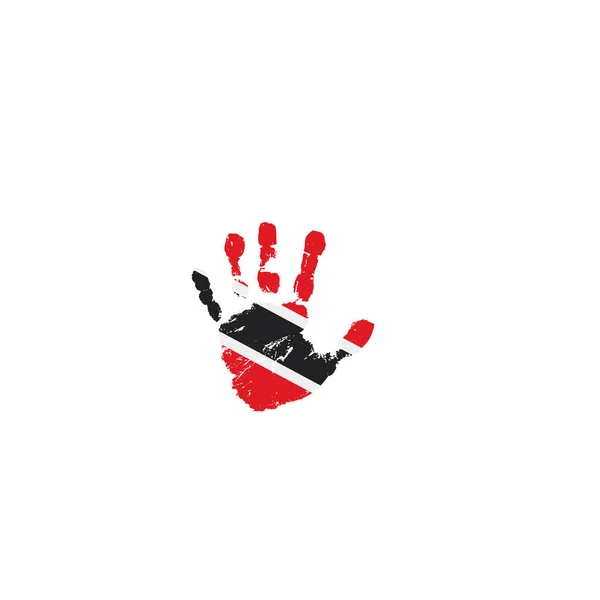 Trinidad y bandera de tobago y mano sobre fondo blanco. Ilustración vectorial — Vector de stock