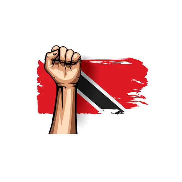 Flaga Trynidadu i tobago i ręka na białym tle. Ilustracja wektorowa — Wektor stockowy