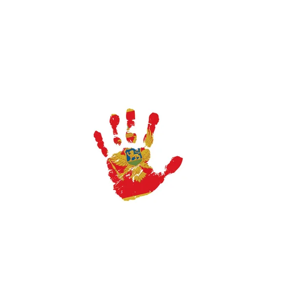 Bandeira e mão de Montenanabol sobre fundo branco. Ilustração vetorial —  Vetores de Stock