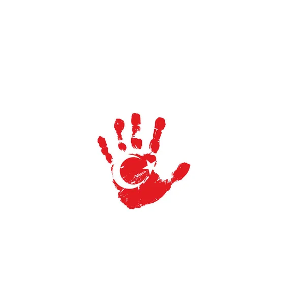 Bandeira peruana e mão sobre fundo branco. Ilustração vetorial — Vetor de Stock