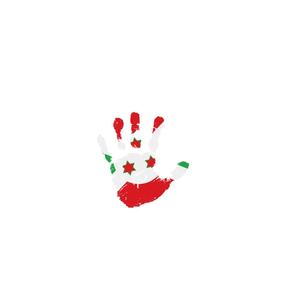 ブルンジの国旗と白い背景の手。ベクトル図 — ストックベクタ