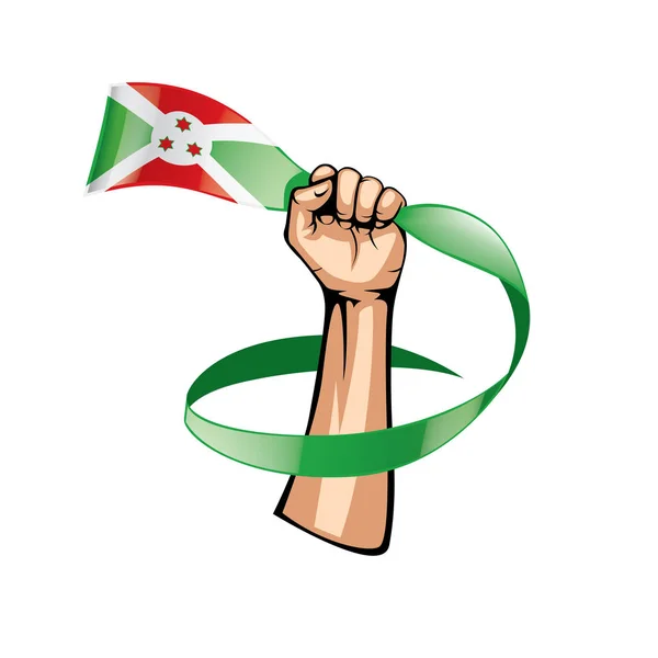 Bandeira Burundi Mão Sobre Fundo Branco Ilustração Vetorial — Vetor de Stock