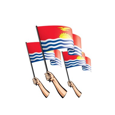 Kiribati bayrak ve el Beyaz arka plan üzerinde. Vektör çizim