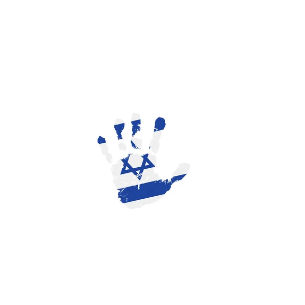 Israel flag and hand on white background. Vector illustration — Stock Vector