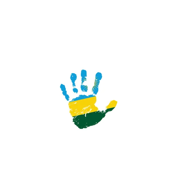 Флаг Руанды и рука на белом фоне. Векторная иллюстрация — стоковый вектор