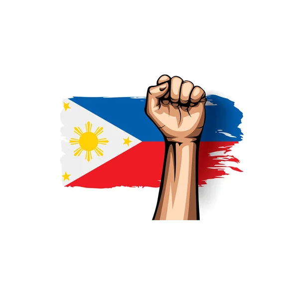 Filipíny vlajky a ruku na bílém pozadí. Vektorové ilustrace — Stockový vektor