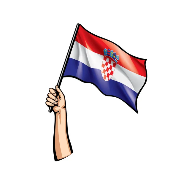 Croatia flag and hand on white background. Vector illustration — Stock Vector