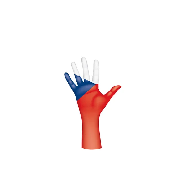 Bandeira da Tchecoslováquia e mão sobre fundo branco. Ilustração vetorial — Vetor de Stock