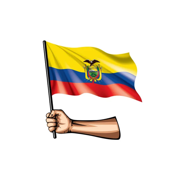 厄瓜多尔标志和手在白色背景。向量例证 — 图库矢量图片