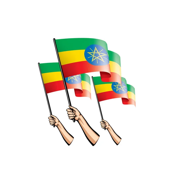 Etiyopya Bayrağı Beyaz Arka Plan Üzerinde Vektör Çizim — Stok Vektör