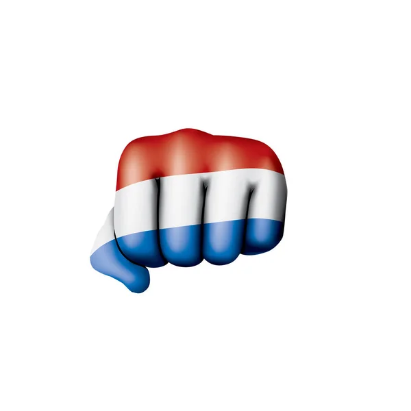 네덜란드 국기 그리고 흰색 바탕에 손입니다. 벡터 일러스트 레이 션 — 스톡 벡터