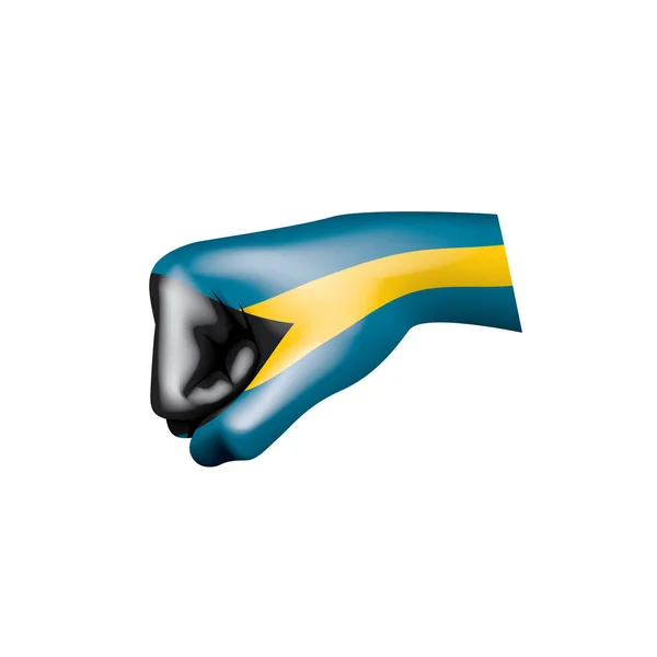 Drapeau des Bahamas et main sur fond blanc. Illustration vectorielle — Image vectorielle