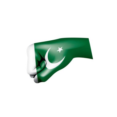 Pakistan bayrağı ve el Beyaz arka plan üzerinde. Vektör çizim